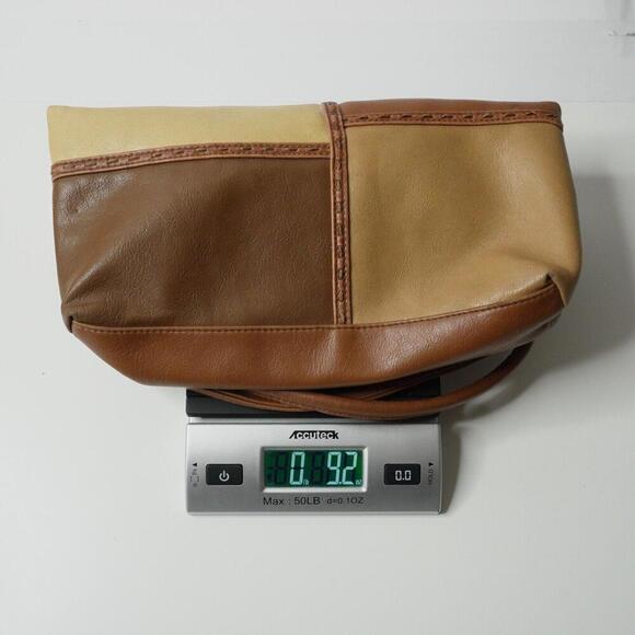 VTG Y2K Brown Faux Leather Patchwork Retro Shoulder Bag Hippie Boho 2000s Chic - Picture 8 of 8